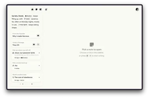 Harvous Bible study notes app