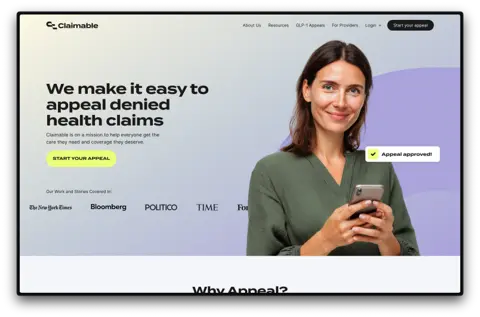 Claimable marketing website