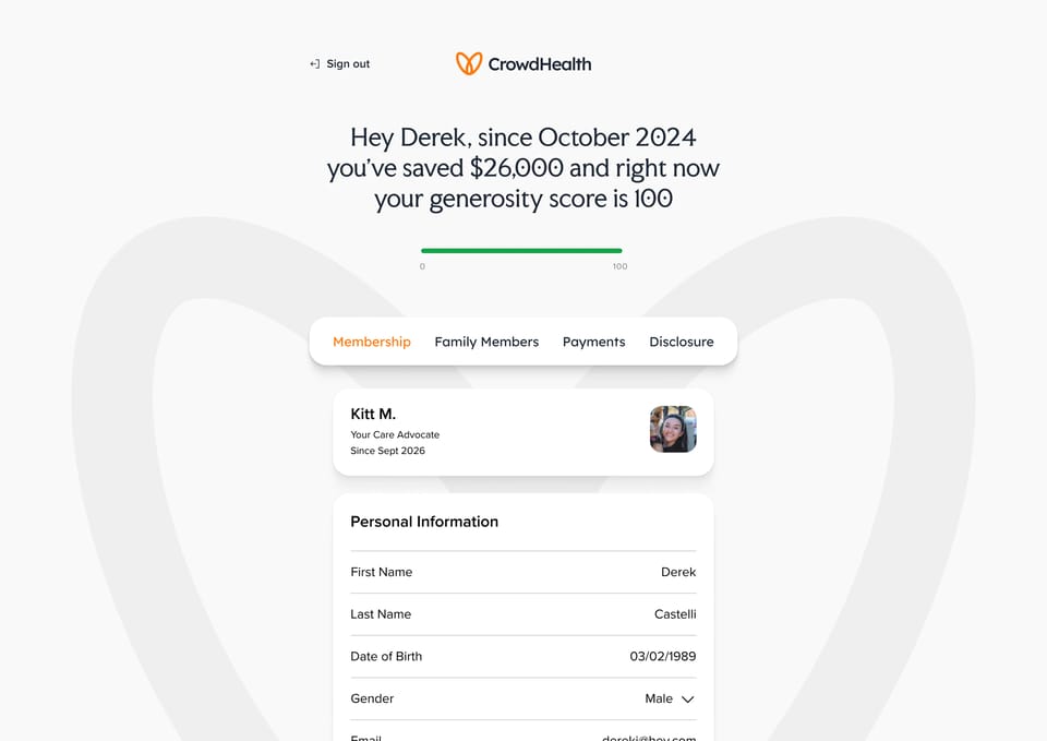 The reimagined member dashboard on desktop
