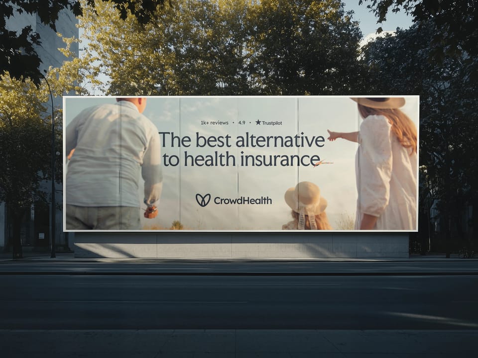A CrowdHealth billboard on a city street: The best alternative to health insurance