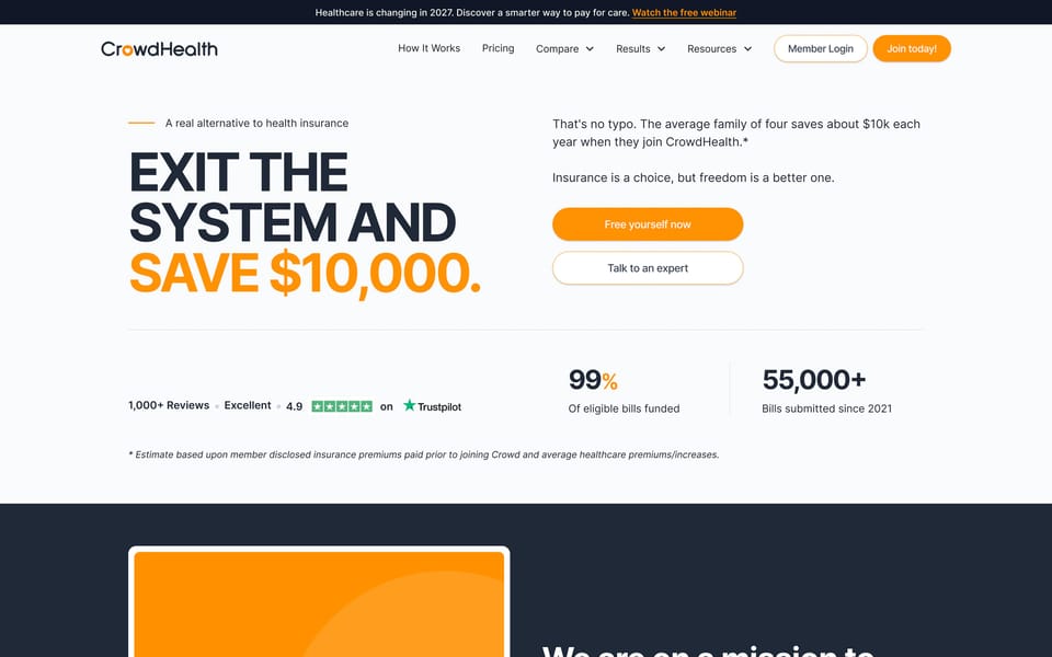 The current CrowdHealth home page