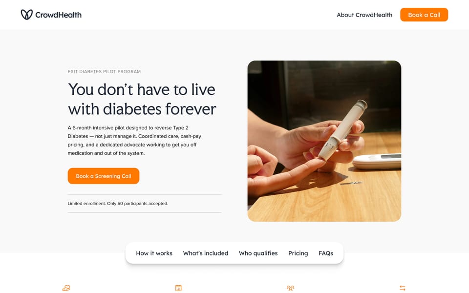 The reimagined Exit Diabetes landing page